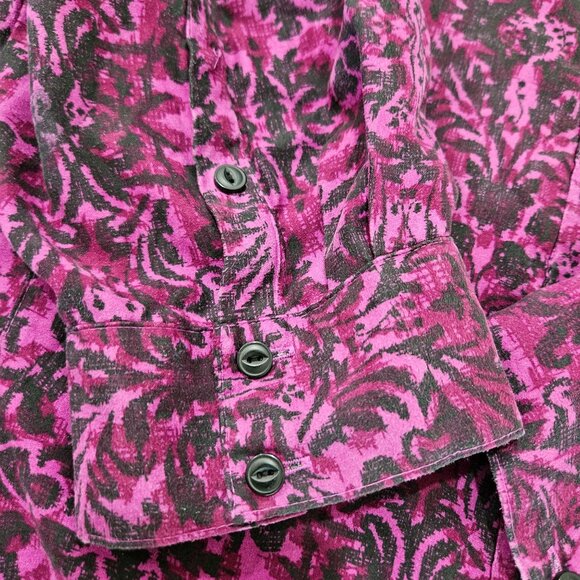 Catherines Button-Down Shirt 4X Faux Micro Suede Purple Black Brocade - Picture 5 of 9
